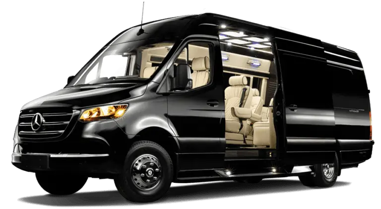 Mercedes Sprinter Van for luxury group transportation in Toronto, airport shuttles, and weddings. Book now for a spacious, comfortable ride.