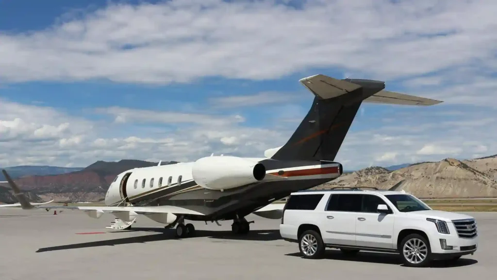 A comfortable shuttle vehicle traveling from Denver to Beaver Creek, offering scenic mountain views and reliable transportation for passengers.