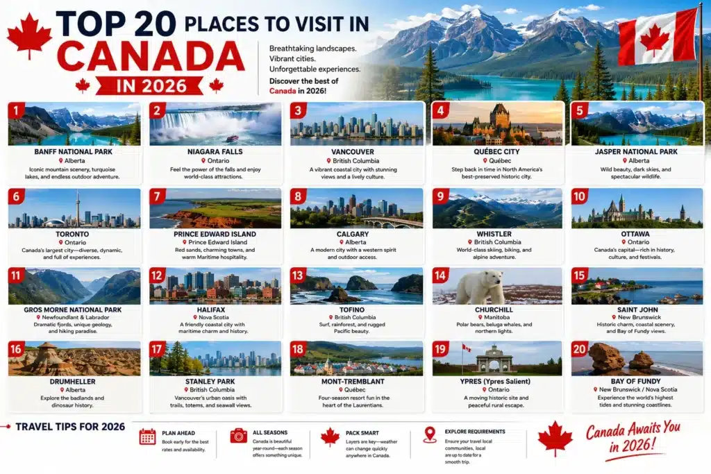 Top 20 places to visit in Canada